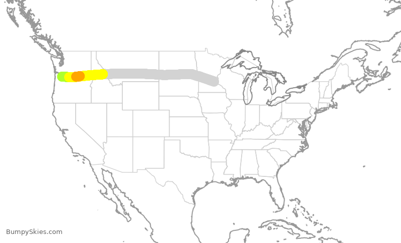 Turbulence forecast map for SCX295, MSP to PDX