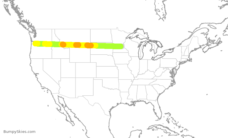 Turbulence forecast map for SCX298, PDX to MSP