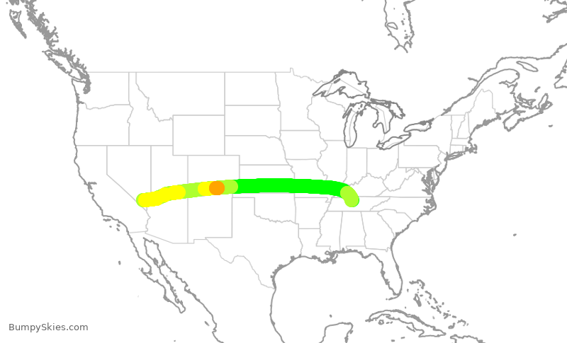 Turbulence forecast map for SCX3001, LAS to BNA