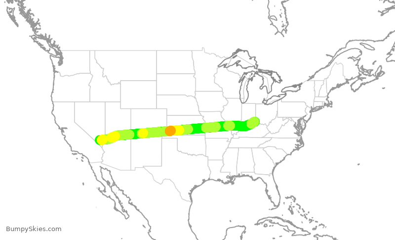 Turbulence forecast map for SCX3006, LAS to CVG