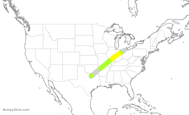 Turbulence forecast map for SCX3009, TOL to AFW