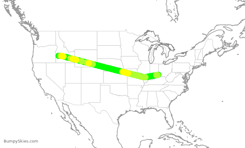 Turbulence forecast map for SCX3010, BOI to CVG