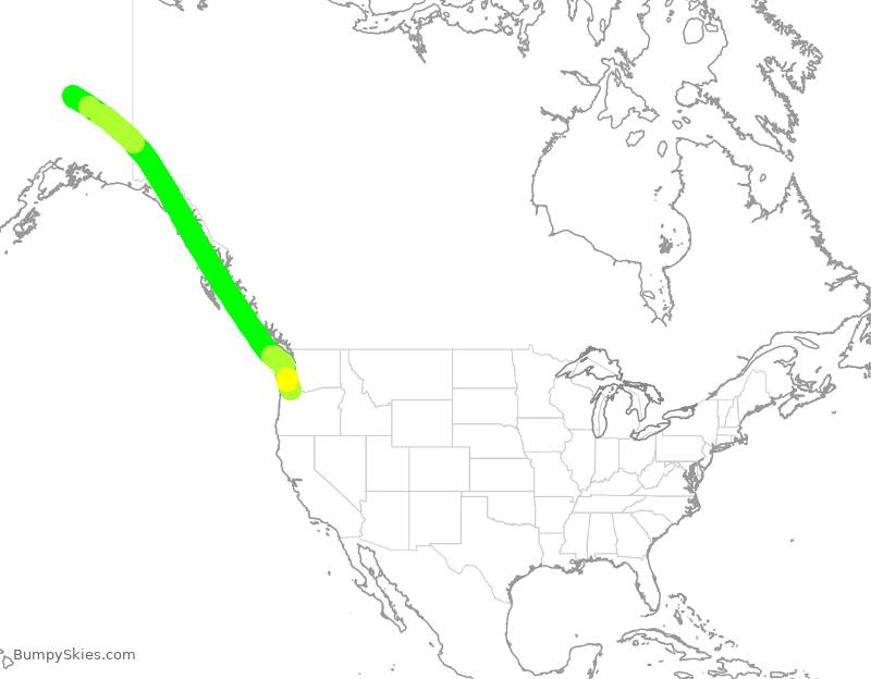 Turbulence forecast map for SCX3012, PDX to AFA