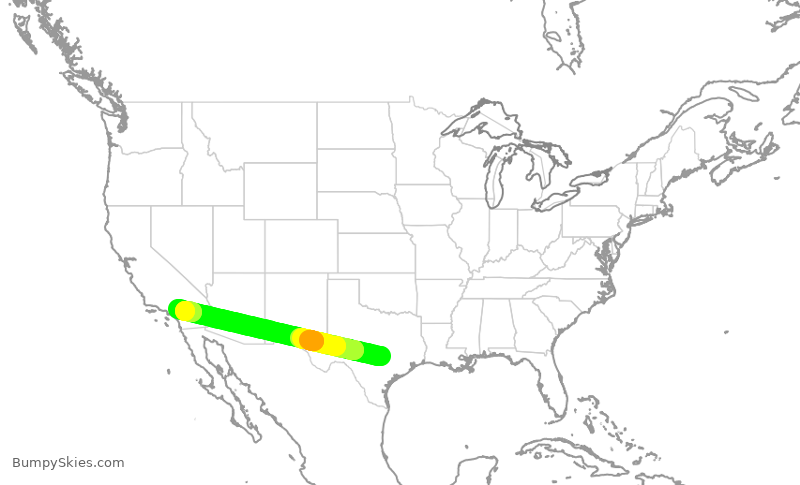 Turbulence forecast map for SCX3016, AUS to SBD