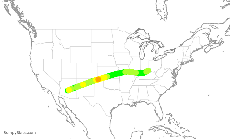 Turbulence forecast map for SCX3017, PHX to CVG