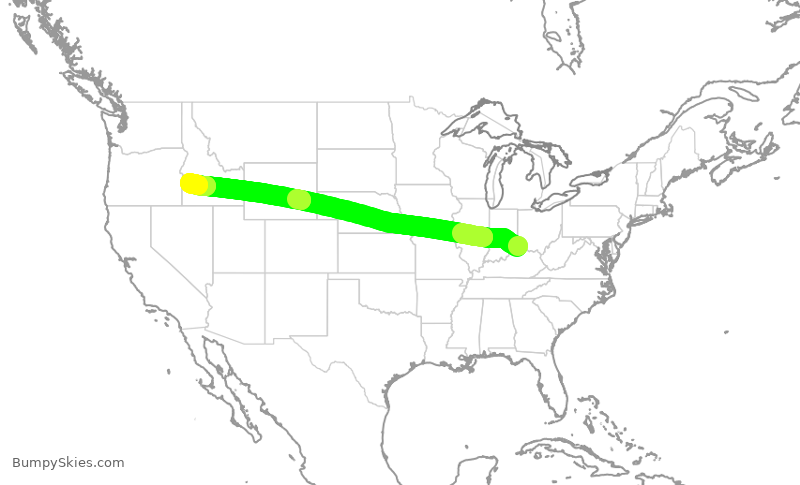 Turbulence forecast map for SCX3029, CVG to BOI