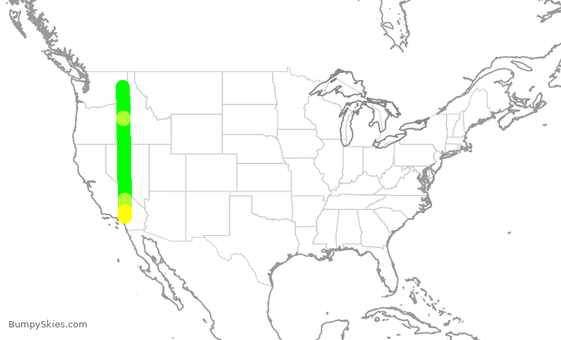 Turbulence forecast map for SCX3038, GEG to SBD
