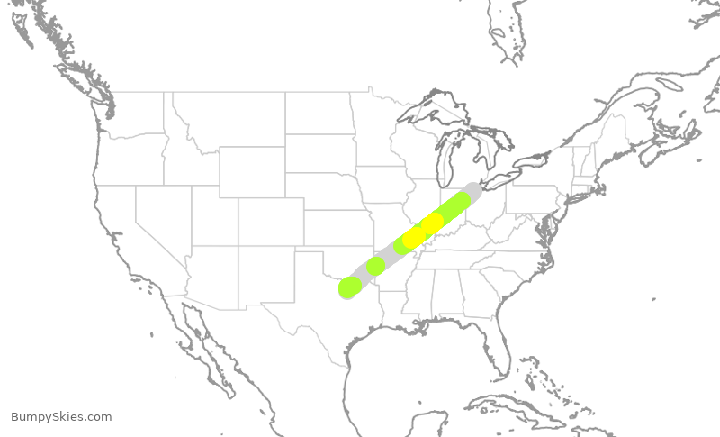 Turbulence forecast map for SCX3050, TOL to AFW