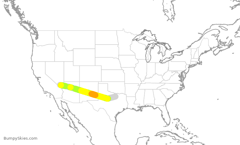 Turbulence forecast map for SCX3055, AFW to LAS