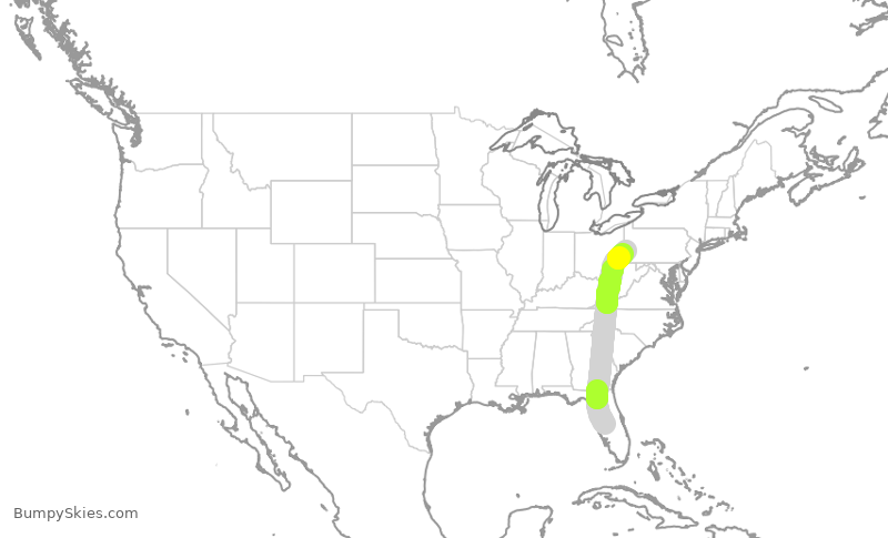Turbulence forecast map for SCX3057, LAL to PIT