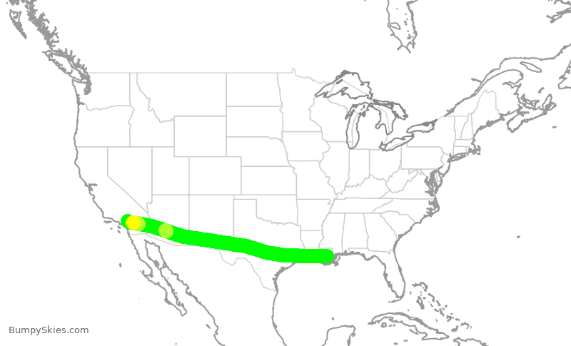 Turbulence forecast map for SCX3058, MSY to SBD