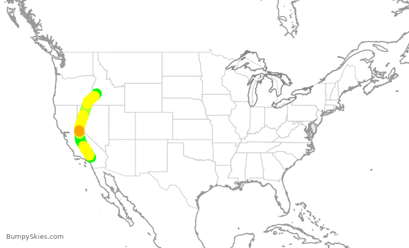 Turbulence forecast map for SCX3058, SBD to BOI