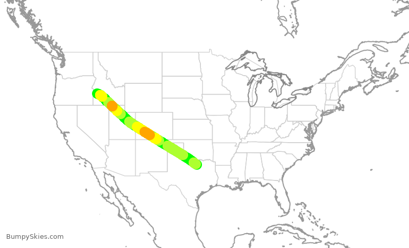 Turbulence forecast map for SCX3094, BOI to AFW