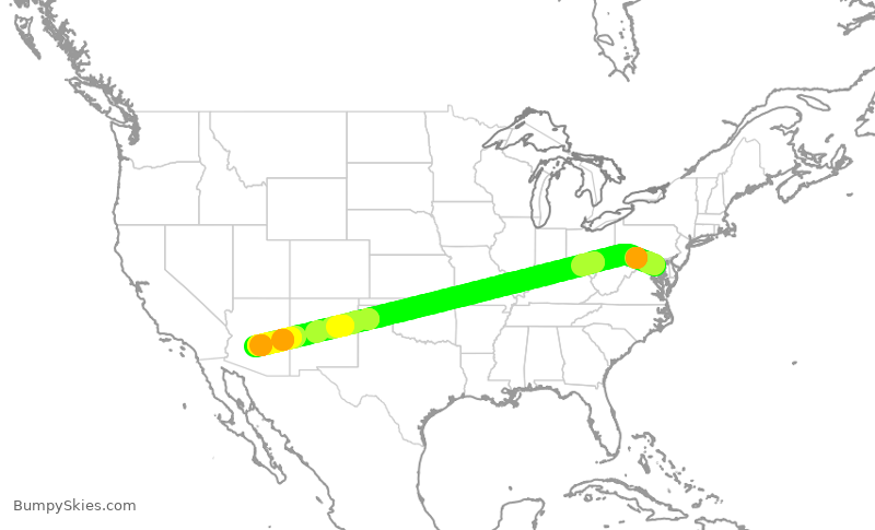 Turbulence forecast map for SCX3095, BWI to PHX