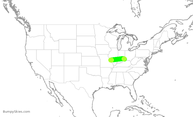 Turbulence forecast map for SCX3097, CVG to STL