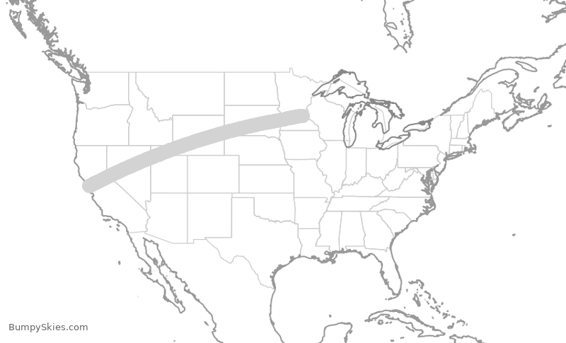 Turbulence forecast map for SCX396, SFO to MSP