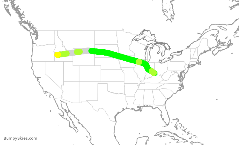 Turbulence forecast map for SCX4055, BOI to CVG