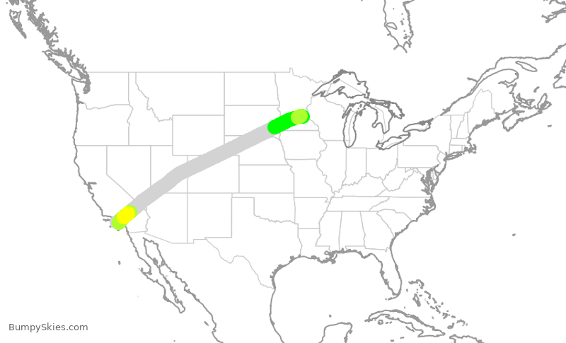 Turbulence forecast map for SCX430, LAX to MSP