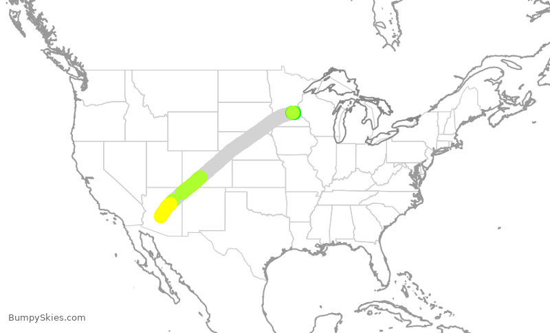 Turbulence forecast map for SCX610, PHX to MSP