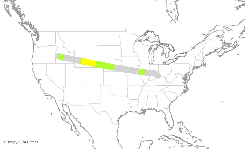 Turbulence forecast map for SCX6505, CVG to BOI