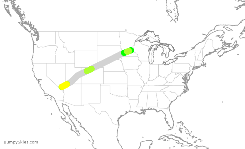 Turbulence forecast map for SCX6527, LAS to MSP