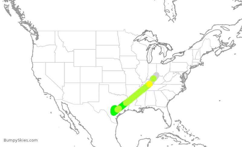 Turbulence forecast map for SCX6556, CVG to AUS