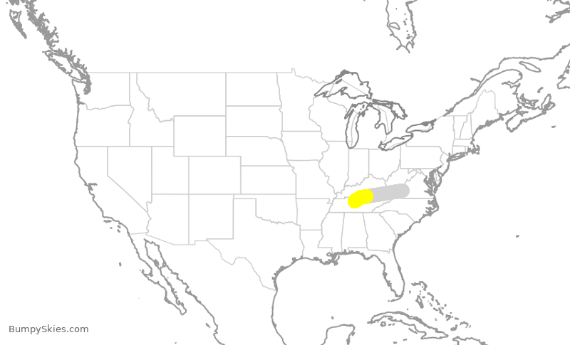 Turbulence forecast map for SCX8196, ROA to BNA