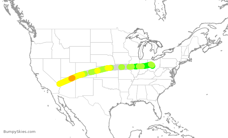 Turbulence forecast map for SCX8266, KIFP to CMH