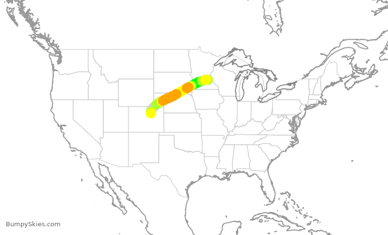 Turbulence forecast map for SCX8452, DEN to MSP