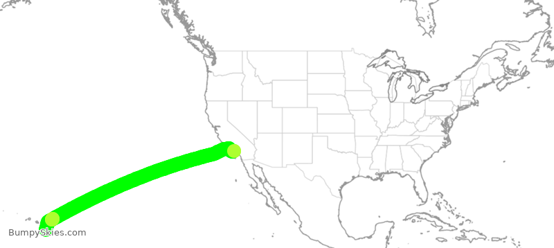 Turbulence forecast map for SCX8501, LAX to KOA