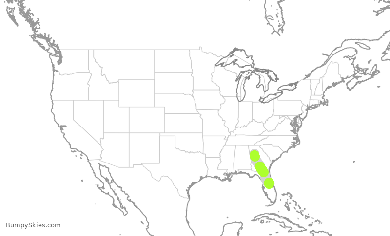 Turbulence forecast map for SCX8851, ATL to MCO