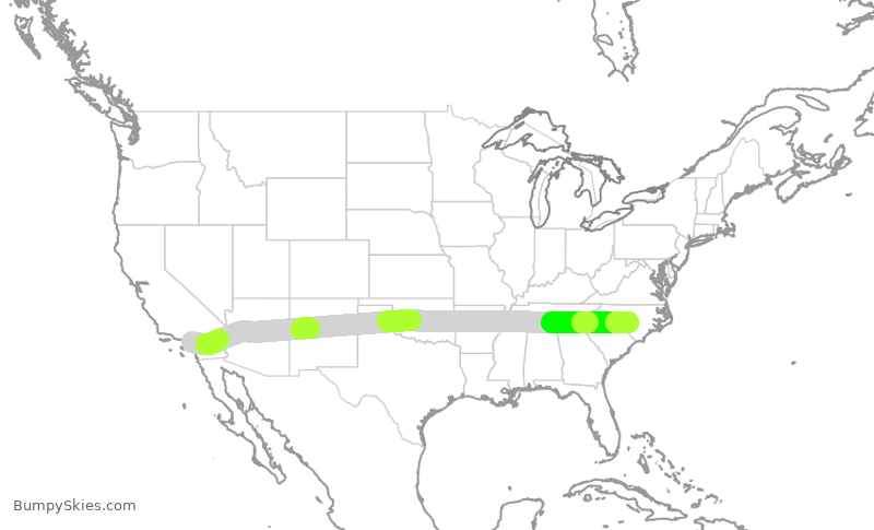 Turbulence forecast map for SCX8924, ONT to POB