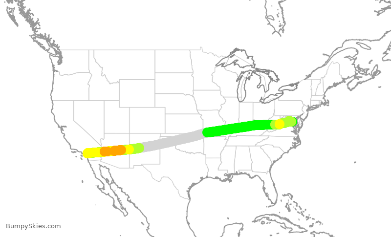 Turbulence forecast map for SCX8927, ONT to ADW