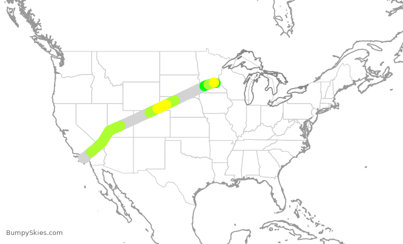 Turbulence forecast map for SCX902, LAX to MSP