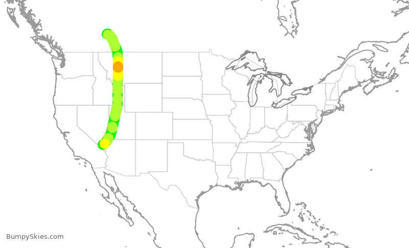 Turbulence forecast map for SDE200, LAS to YYC