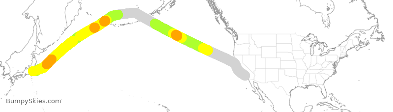 Turbulence forecast map for SIA11, LAX to JAA