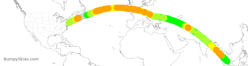 Turbulence forecast map for SIA21, EWR to SIN