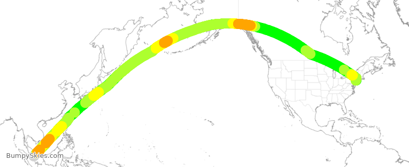Turbulence forecast map for SIA22, SIN to EWR