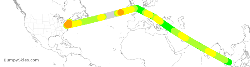 Turbulence forecast map for SIA23, JFK to SSS
