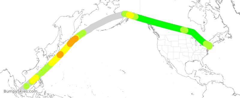 Turbulence forecast map for SIA24, SSS to JFK