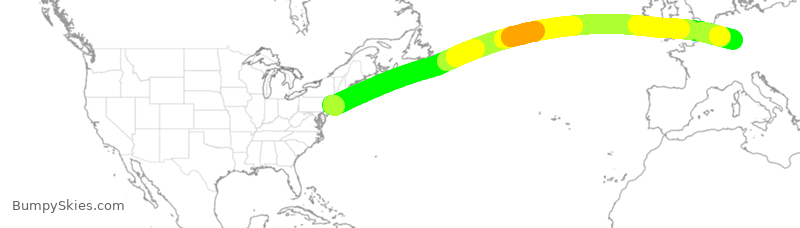 Turbulence forecast map for SIA25, JFK to FRA