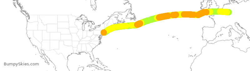 Turbulence forecast map for SIA26, FRA to JFK