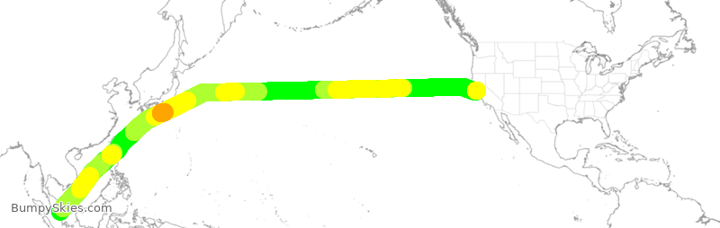 Turbulence forecast map for SIA34, SIN to SFO