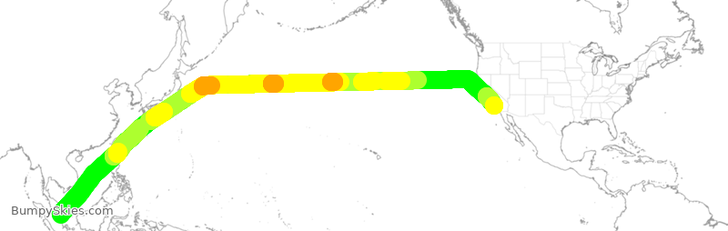 Turbulence forecast map for SIA38, SSS to LAX