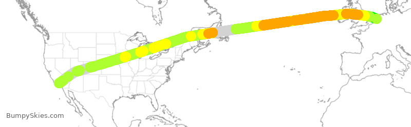 Turbulence forecast map for SIA7327, LAX to HAM