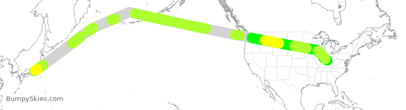 Turbulence forecast map for SIA7412, JGG to CVG