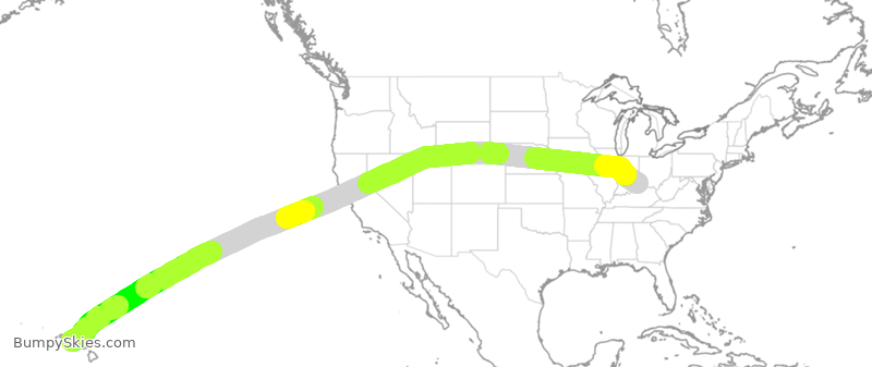 Turbulence forecast map for SIA7429, CVG to HNL