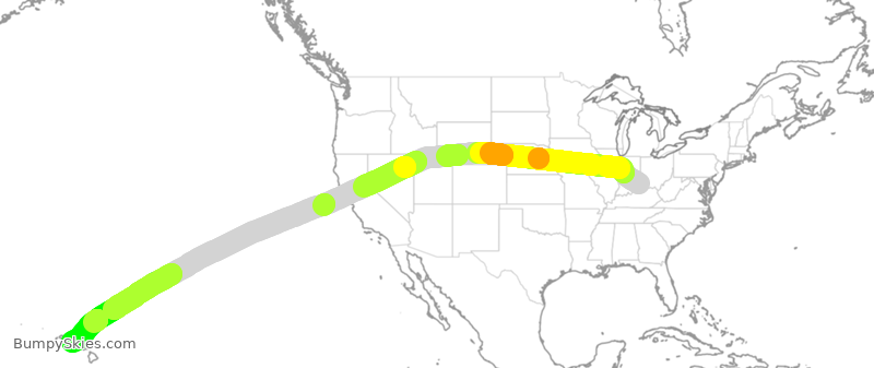 Turbulence forecast map for SIA7431, CVG to HNL
