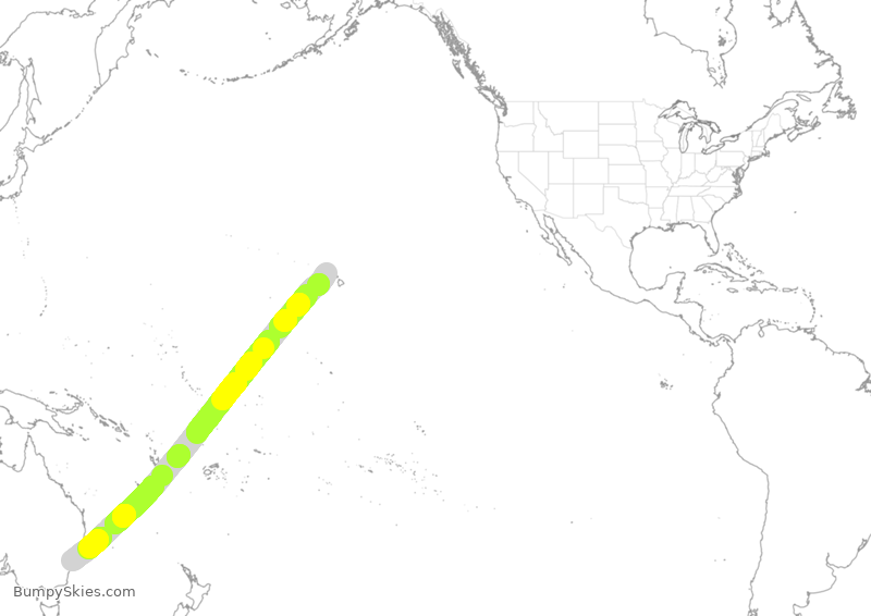 Turbulence forecast map for SIA7431, HNL to SYD