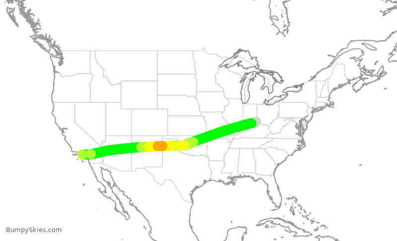 Turbulence forecast map for SIA7433, CVG to LAX